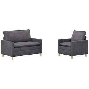 vidaXL Bankstel 2 st Donkergrijs Polyester