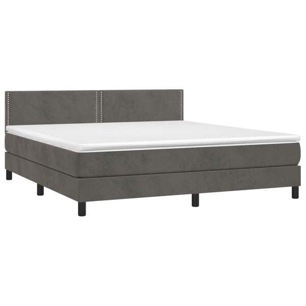 vidaXL Boxspring met matras en LED fluweel donkergrijs 160x200 cm