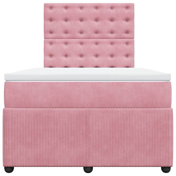 vidaXL Boxspring met matras fluweel roze 120x190 cm