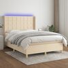 vidaXL Boxspring met matras en LED stof cr&egrave;mekleurig 140x190 cm