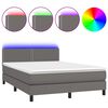 vidaXL Boxspring met matras en LED kunstleer grijs 140x200 cm