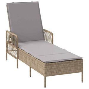 vidaXL Ligstoel Beige en Licht Grijs 200 x 55 x 92 cm poly rattan