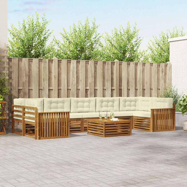 vidaXL Buiten bankenset met kussen 8 pcs Natuurlijk en Cr&egrave;me