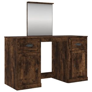 vidaXL Kaptafel met spiegel 130x50x132,5 cm gerookt eikenkleurig