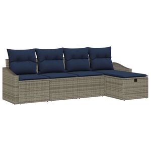 vidaXL Bankstel met kussen 5 pcs poly rattan