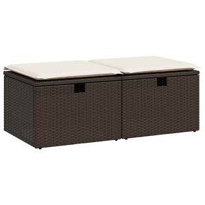vidaXL 2-delige Loungeset met kussens poly rattan acacia bruin