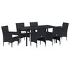 vidaXL Tuin eettafelset 7 st Zwart poly rattan