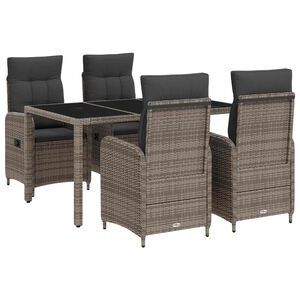 vidaXL Buiten eettafelset 5 st Licht Grijs en Donker Grijs poly rattan