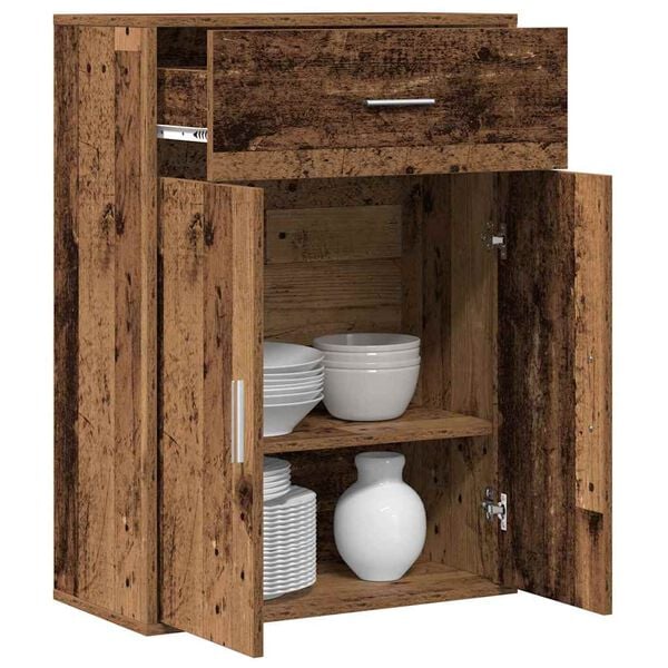 vidaXL Dressoir met lade Oudhout 60 x 30 x 84 cm Bewerkt hout