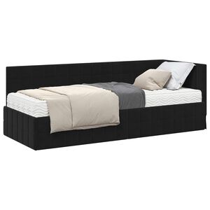 vidaXL Hoekbedframe met Matras met hoofdeinde 2 st Zwart Fluweel