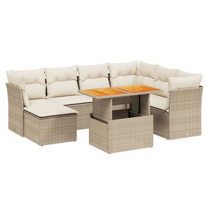 vidaXL 8-delige Loungeset met kussens poly rattan beige