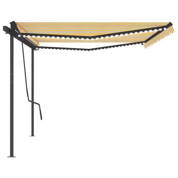 vidaXL Luifel automatisch met LED en windsensor 5x3,5 m geel en wit