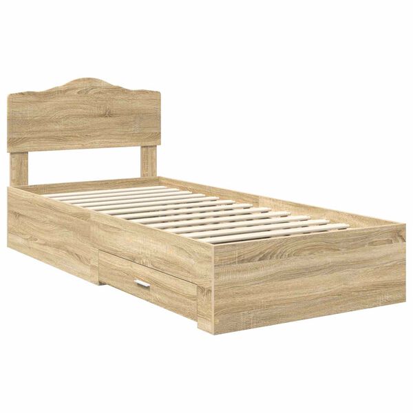 vidaXL Bedframe met hoofdeinde Sonoma Eiken 100 x 200 cm Bewerkt hout