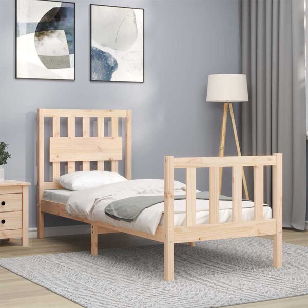 vidaXL Bedframe met hoofdbord massief hout