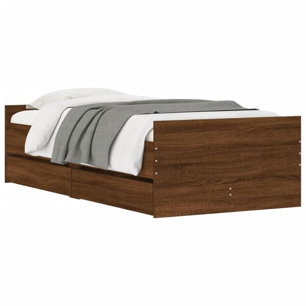 vidaXL Bedframe met lades bruin eikenkleur 90x190 cm
