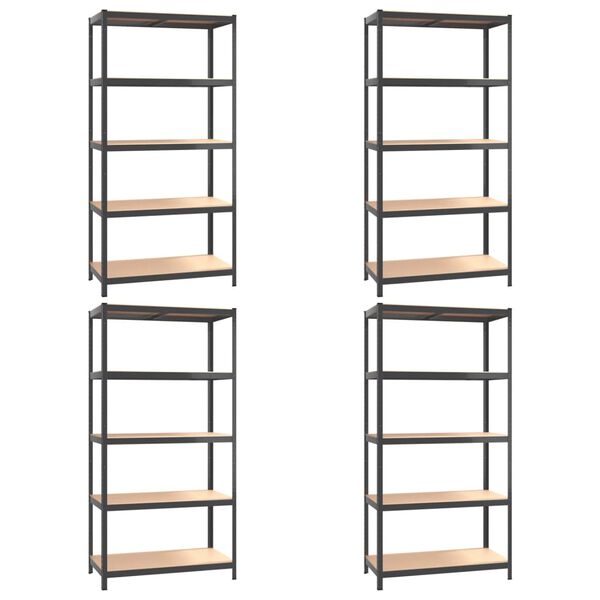 vidaXL Opbergrekken 4 st 5-laags staal en bewerkt hout antracietkleur