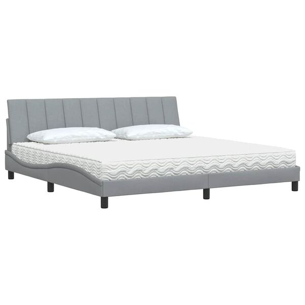 vidaXL Bed met matras "Hanko" stof lichtgrijs 200x200 cm