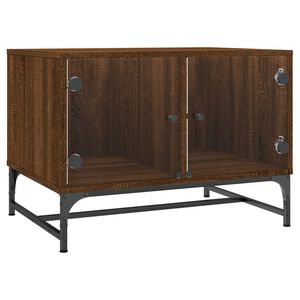 vidaXL Salontafel met glazen deuren 68,5x50x50 cm gerookt eikenkleurig