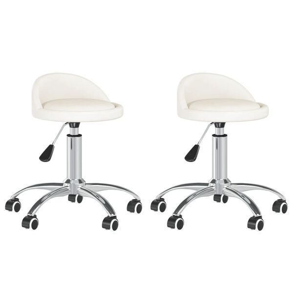 vidaXL Eetkamerstoelen draaibaar 2 st kunstleer wit