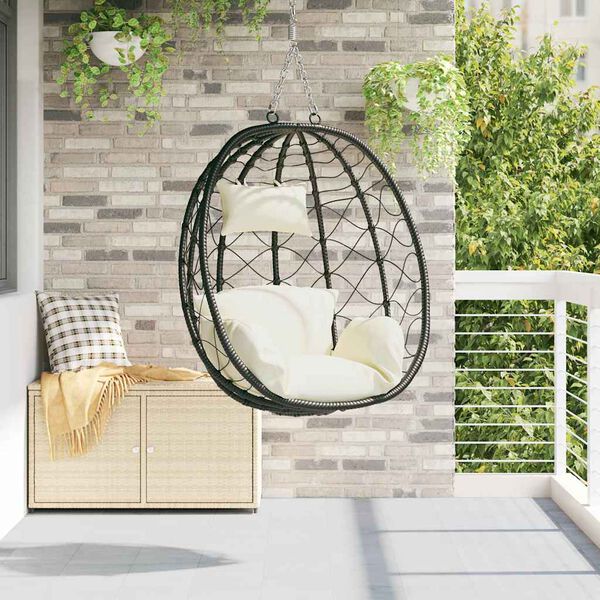 vidaXL Hangende ei-stoel Cr&egrave;mewit 91,5 x 60 x 110 cm poly rattan