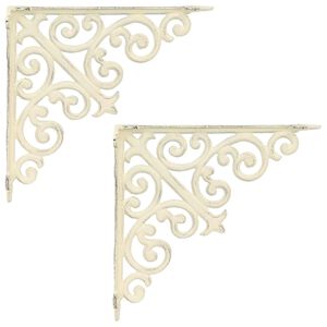 vidaXL Wandplank Beugels 2 st Antiek wit 9,5 x 9,5 x 3 cm Staal
