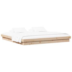 vidaXL Bedframe Naturel 200 x 200 cm Massief grenenhout