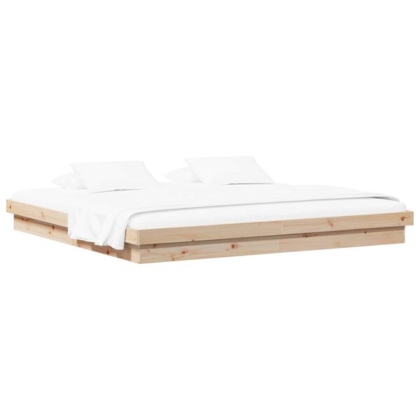 vidaXL Bedframe Naturel 200 x 200 cm Massief grenenhout
