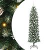 vidaXL Kunstmatige slanke kerstboom met 300 LED Groen en Wit 210 cm