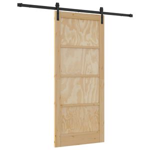 vidaXL Schuifdeur 86 x 198,5 cm Massief grenenhout Naturel en Zwart