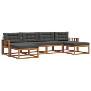 vidaXL Buiten bankenset met kussen 6 pcs Natuurlijk en Antraciet