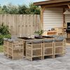 vidaXL 11-delige Tuinset met kussens poly rattan gemengd beige