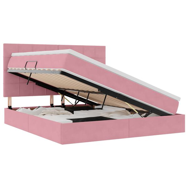 vidaXL Opbergbed met LED met matras met LED Roze 180 x 200 cm Fluweel