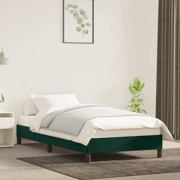 vidaXL Bedframe zonder matras 90x190 cm fluweel donkergroen