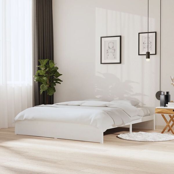 vidaXL Bedframe massief hout wit 180x200 cm