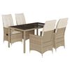 vidaXL 5-delige Tuinset met kussens poly rattan beige