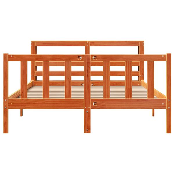 vidaXL Bedframe met hoofdbord massief grenenhout wasbruin 120x200 cm