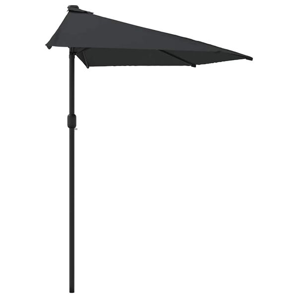 vidaXL Balkonparasol half met aluminium paal 270x144x222 cm zwart