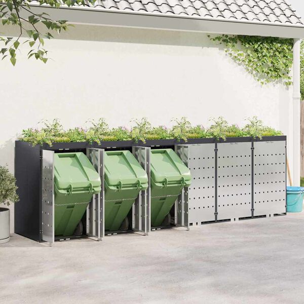 vidaXL Wieltjesbakopslag voor 3 bakken Antraciet 340 x 77.5 x 115.5 cm