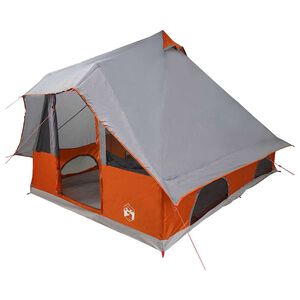 vidaXL Familie Tipi Tent met dak Grijs en Oranje 358 x 296 x 258 cm
