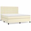 vidaXL Boxspring met matras kunstleer cr&egrave;mekleurig 160x200 cm