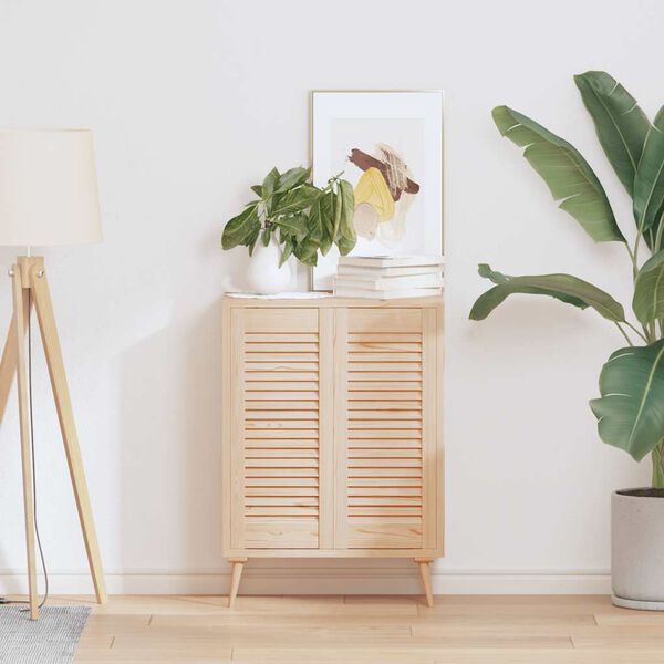 vidaXL Kastdeuren met lamellen 2 st 69x29,5 cm massief grenenhout