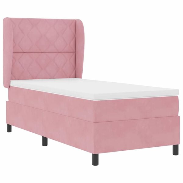 vidaXL Boxspringbed met matras Roze 200 x 90 cm Polyester