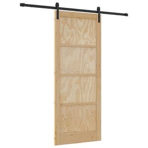 vidaXL Schuifdeur 86 x 211 cm Massief grenenhout Naturel en Zwart