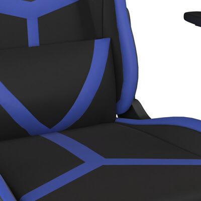 vidaXL Massage gamestoel kunstleer zwart en blauw