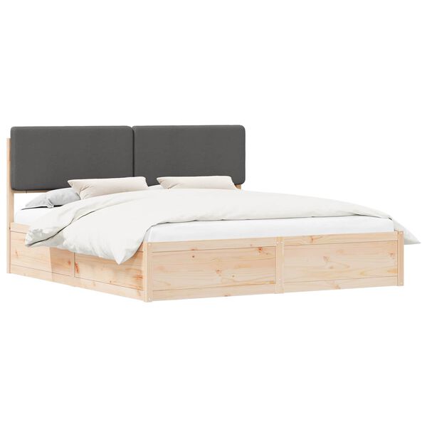 vidaXL Bedframe met Gevoerd Hoofdgedeelte Donkergrijs 200 x 200 cm