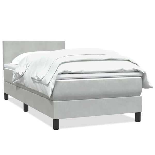 vidaXL Boxspring met matras fluweel lichtgrijs 80x220 cm