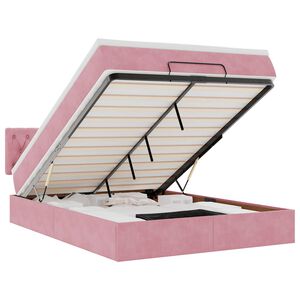 vidaXL Ottoman bed met matras en LED's 140x190cm fluweel roze