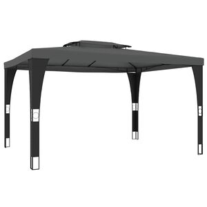 vidaXL Prieel met dubbel dak 3,98x2,98 m staal antracietkleurig