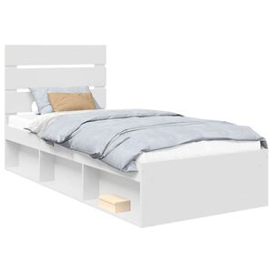 vidaXL Bedframe met hoofdeinde Wit 90 x 200 cm Massief grenenhout