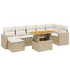 vidaXL 8-delige Loungeset met kussens poly rattan beige